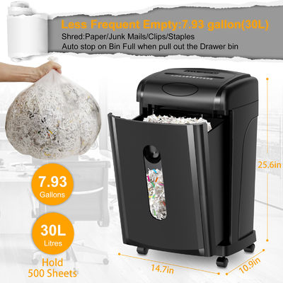 CE/EMC Certified Heavy Duty Paper Shredder For Business With 30L Pull-Out Bin