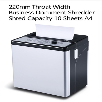 220mm Throat Width Business Document Shredder Shred Capacity 10 Sheets A4 for Confidential Shredding
